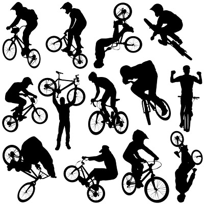 Cycling sports figures silhouettes