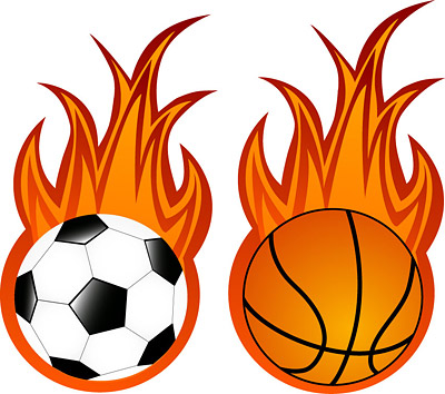 Football and basketball flame