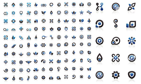 Package of blue-gray combination of simple icons
