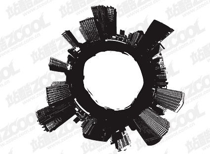 Black and white city vector material