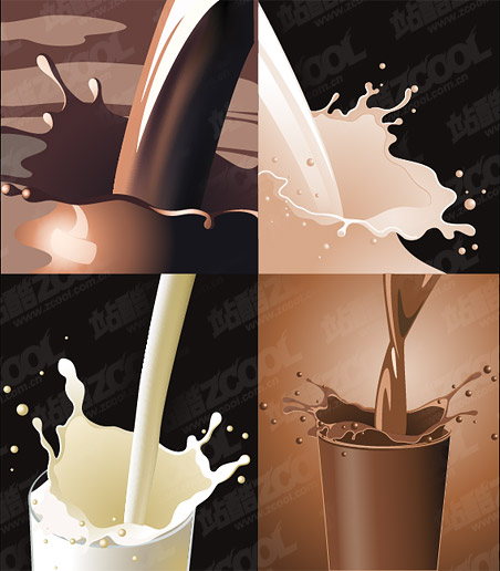 Dynamic milk coffee vector material