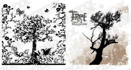 Patterns and silhouettes of trees vector material