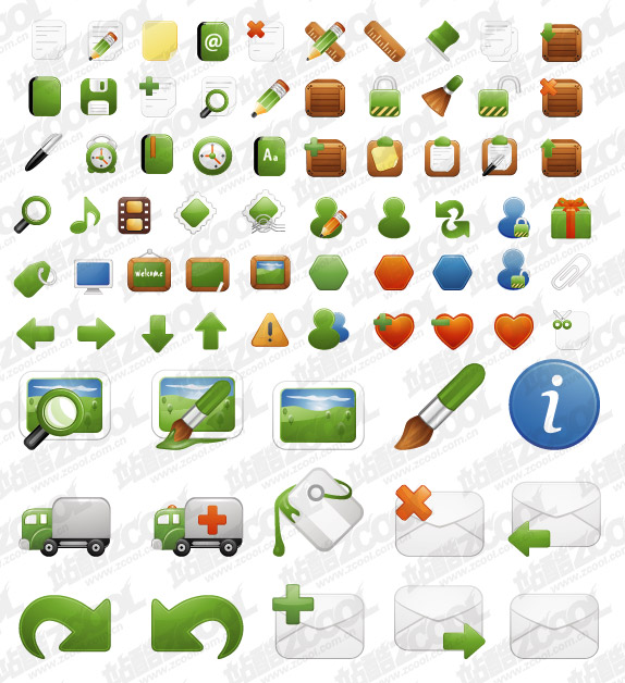 Milky series of exquisite green icon vector material