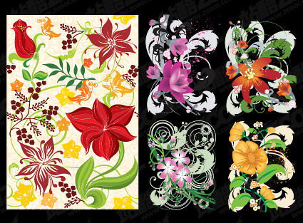 Hand-painted flower pattern vector material