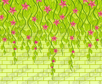 Vector flowers on the wall of the material