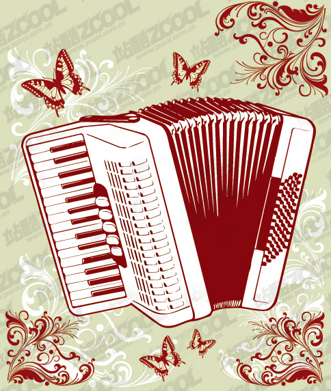 Accordion and the pattern vector material