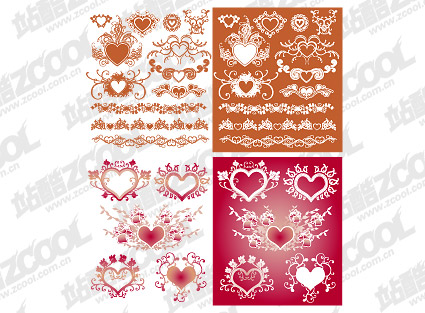 Accommodates a heart-shaped pattern with lace material element vector