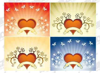 Fourth quarter of heart-shaped pattern vector material