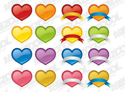 web2.0 style heart-shaped icon vector material