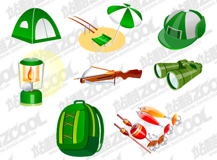 Travel camping supplies vector material