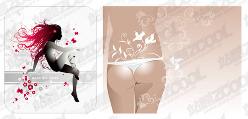 Sexy female pattern vector material