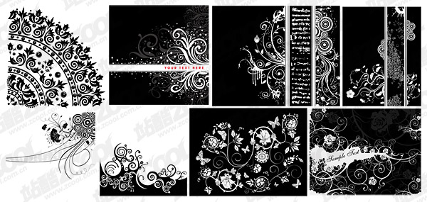 8, black and white pattern vector material