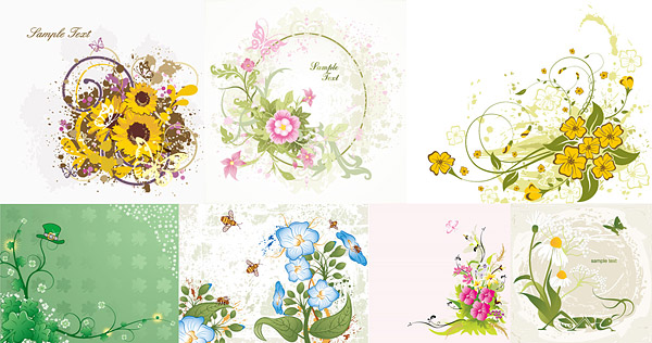 7, various flowers vector material