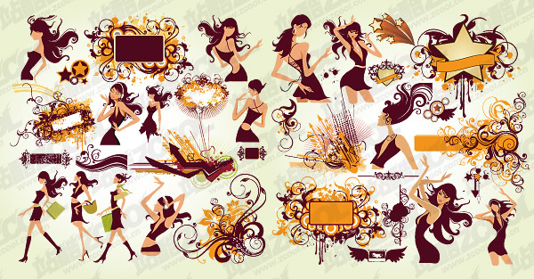 Fashion trend of women and material element vector