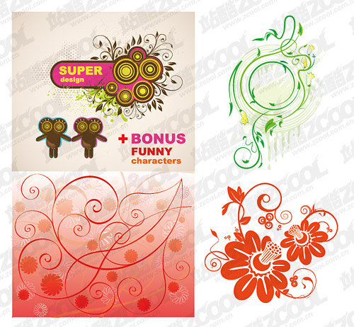4, lovely style pattern vector material