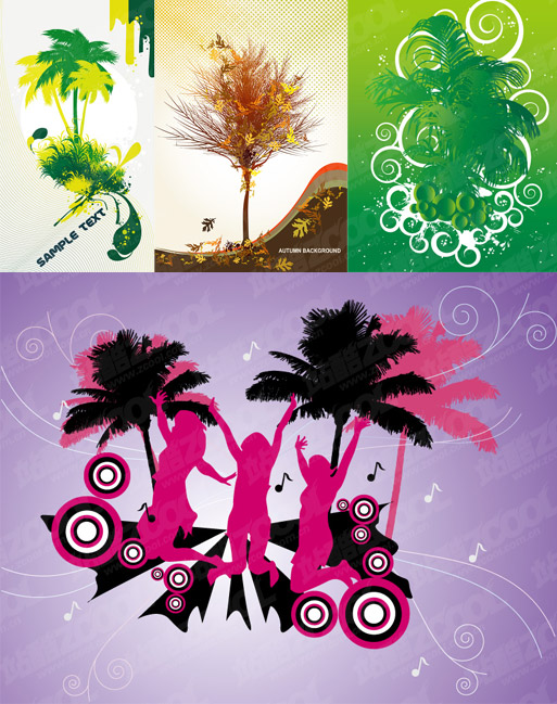 the theme of trees vector illustrations material