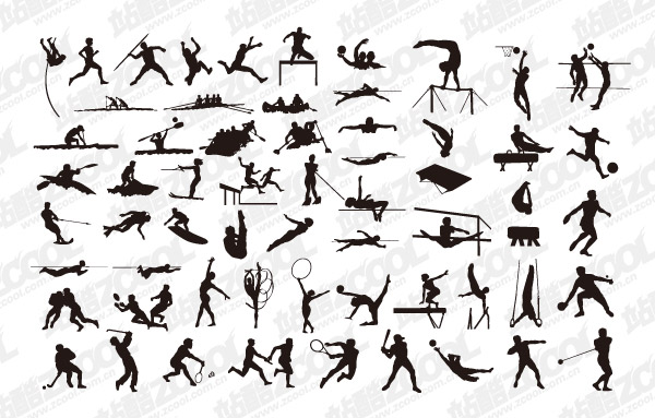 All kinds of sports action vector silhouette material-1