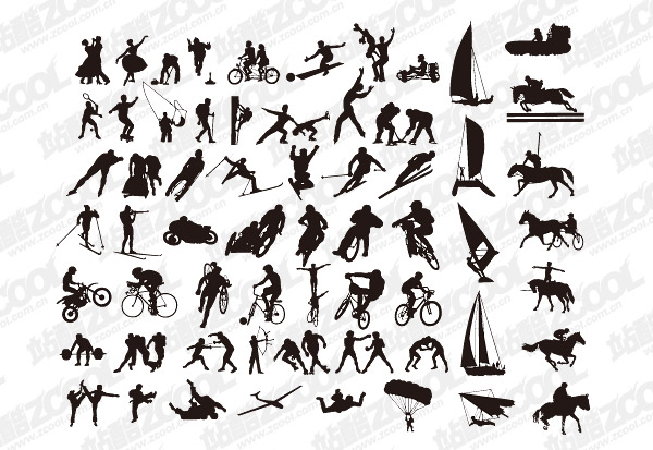 All kinds of sports action vector silhouette material-2