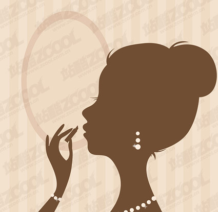 Lipstick painted silhouette of a woman vector material