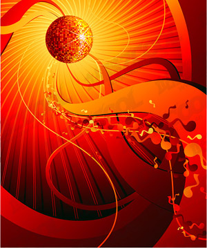 The trend of disco music element vector material