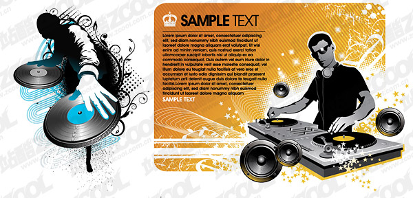 DJ playing disc material vector illustrations