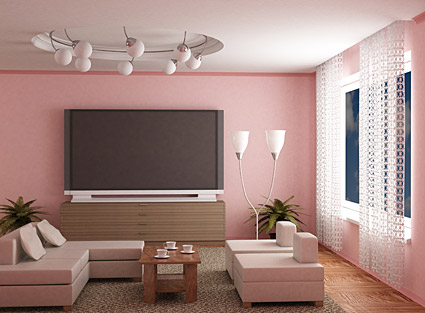 Fashion pink living room picture material