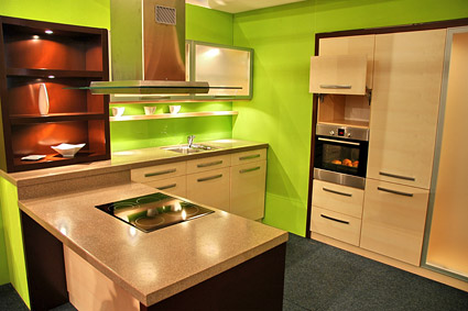 Fashion green tone of the kitchen picture material