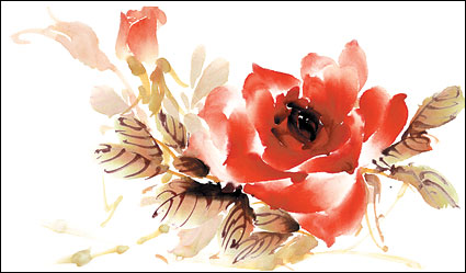 Rose watercolor style layered psd