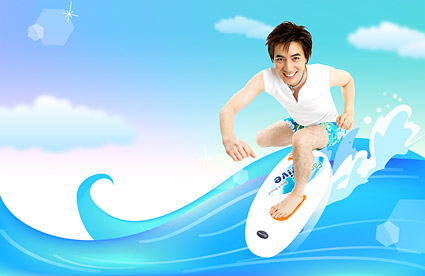 Summer Korean style background material layered psd-6