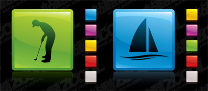Crystal square icon vector material