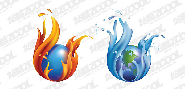 City water and the earth vector material