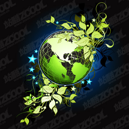 Green leaf material vector of the Earth