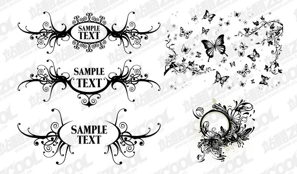 Black-and-white pattern vector material