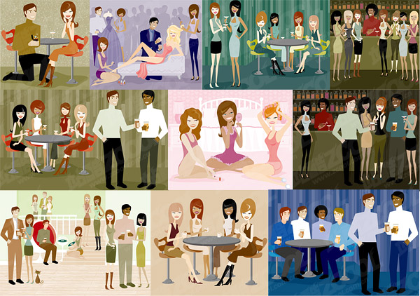 Series vector illustration of men and women of modern material-2