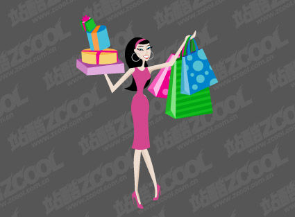 Women shopping vector material