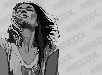 Black and white women vector material
