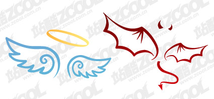 The devil and angel wings vector material