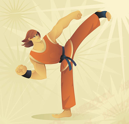 Taekwondo cartoon character vector