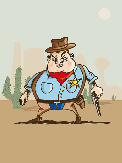 Western cartoon cowboy vector material