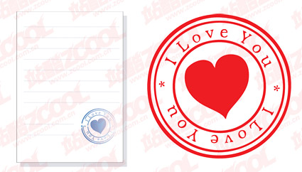 Heart-shaped seal material vector