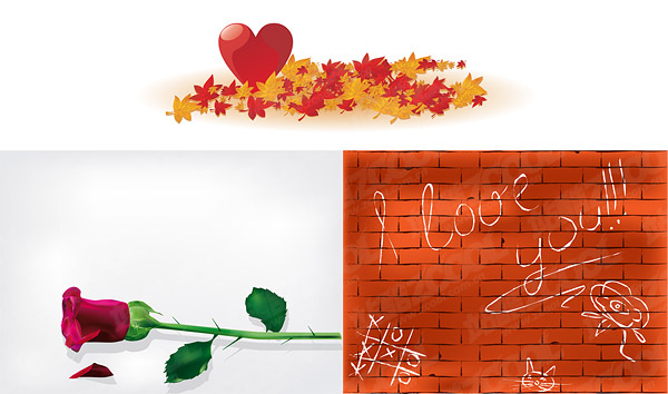 Maple Leaf rose heart-shaped wall material vector