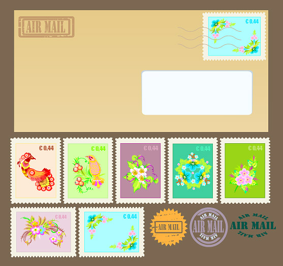 Postmark stamp envelope vector material