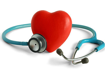 Stethoscope and heart-shaped picture material