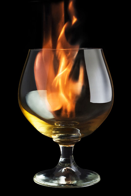 Wine inside the flame picture material