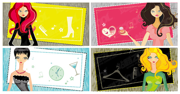 Female fashion theme of the card templates
