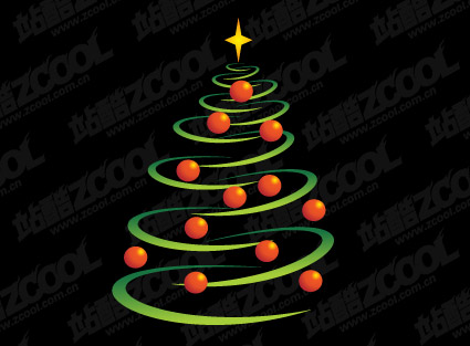 Sphere composed of lines and Christmas tree vector material