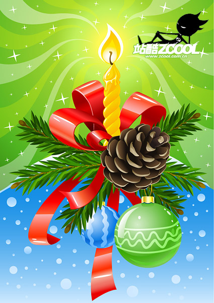Beautifully decorated Christmas vector material
