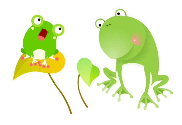 Frogs, leaves Vector