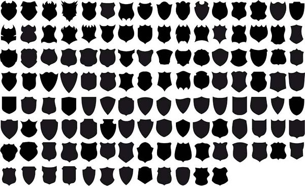 Series of black and white design elements vector material -14 (Shield)