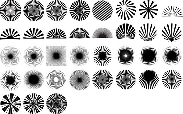 Series of black and white design elements vector material -13 (radiation)